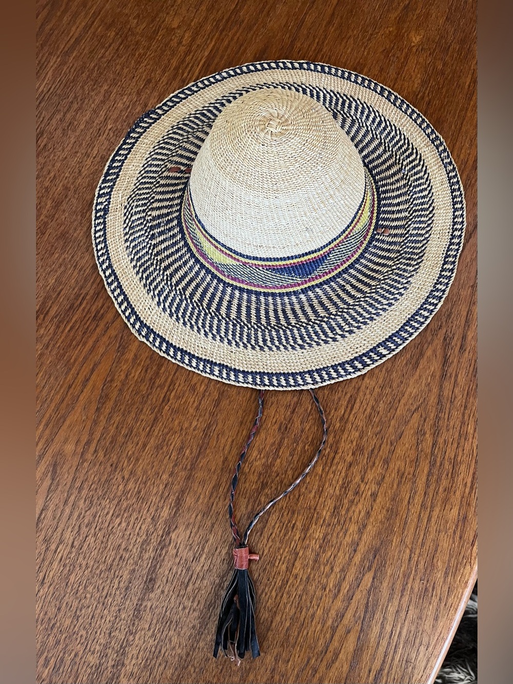 Brand New Handwoven African Bolga Sun Hat - Ghana Straw Hat Size M/L